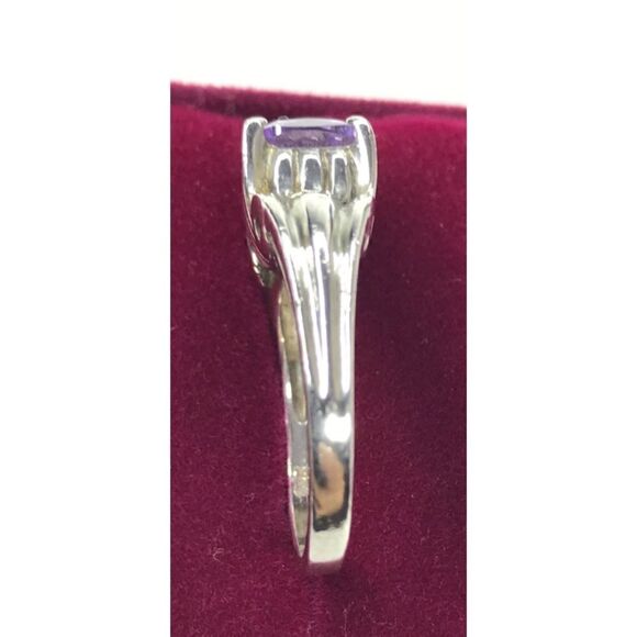 Art Deco Style 925 Purple Stone Ring Size 9 - Picture 6 of 14